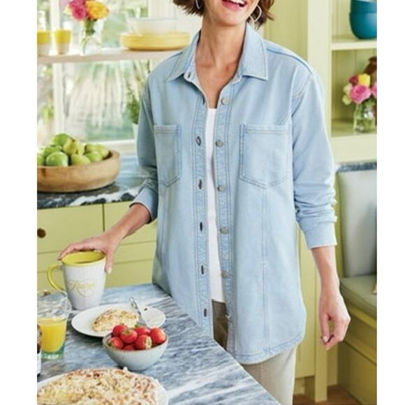 Soft Surroundings Lorelei French Terry Button Front Tunic women’s plus size 1X - Picture 1 of 9